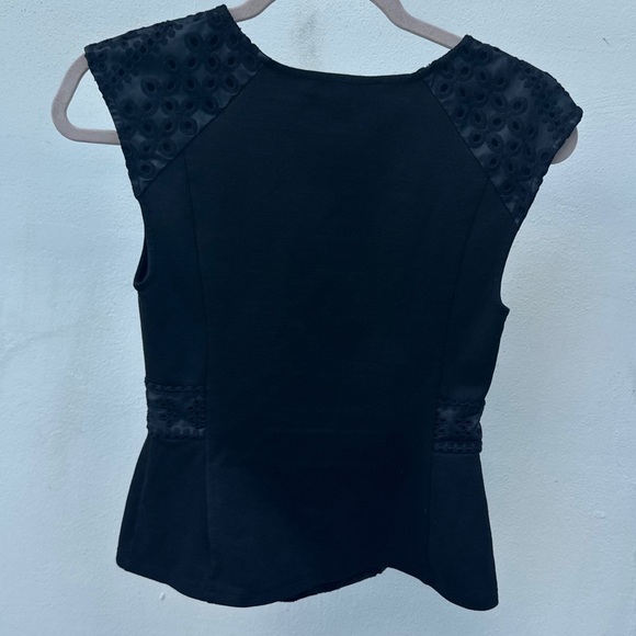 Y2K Black Eyelet Faux Leather Peplum Top Size XS - Picture 3 of 4